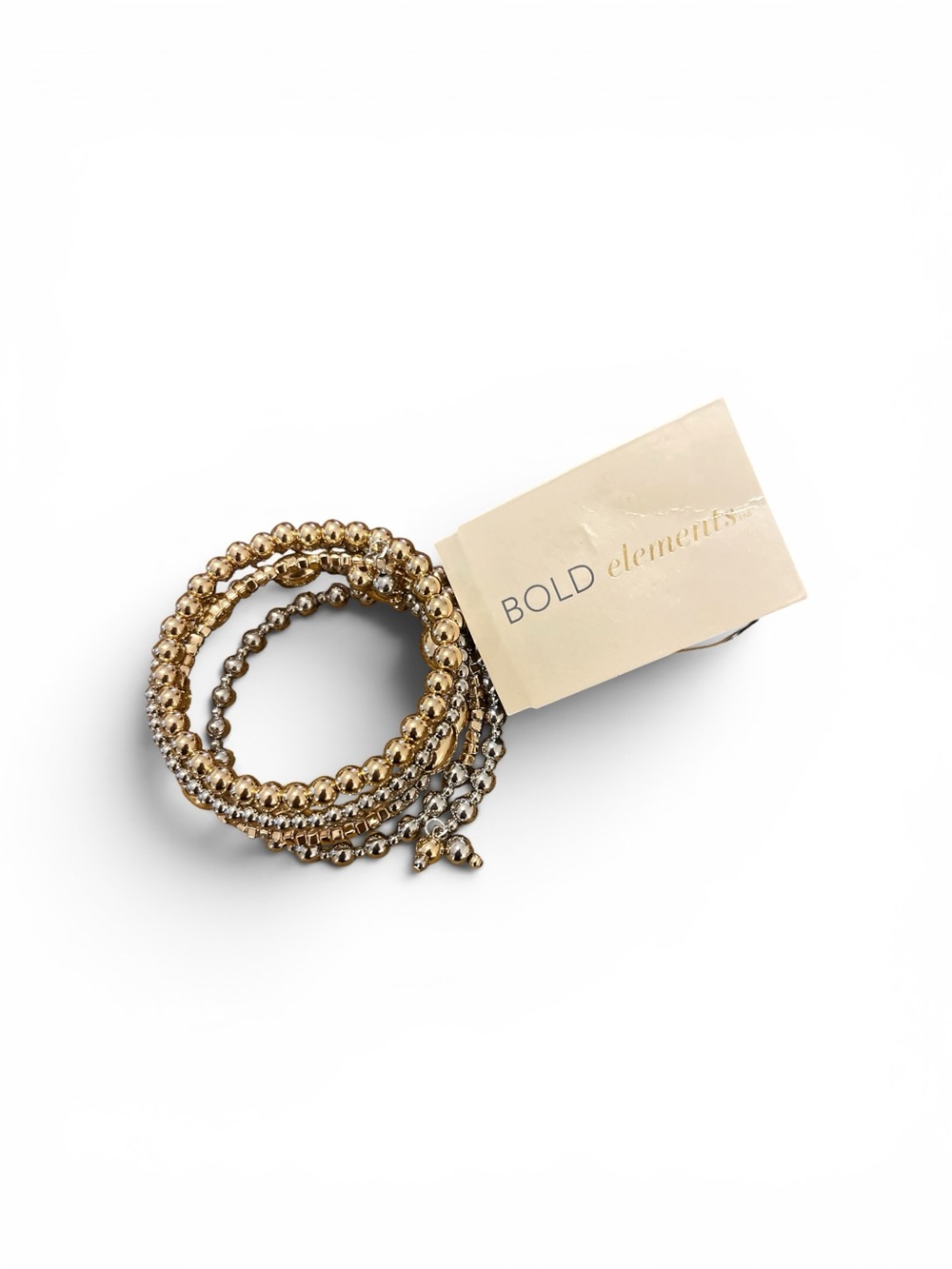 BOLD elements Gold and Silver Stacked Beaded Bracelet Set